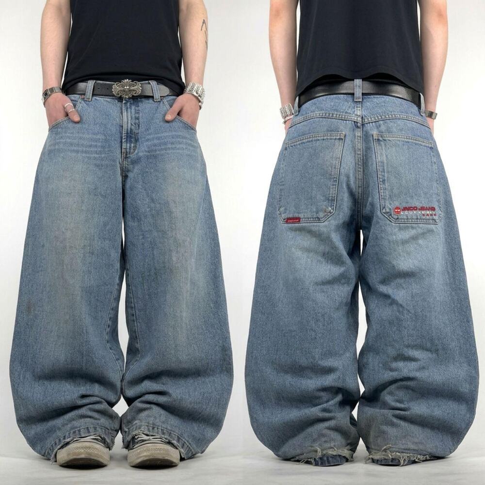 Vintage y2k archive baggy wide leg faded stonewash distressed jnco jeans